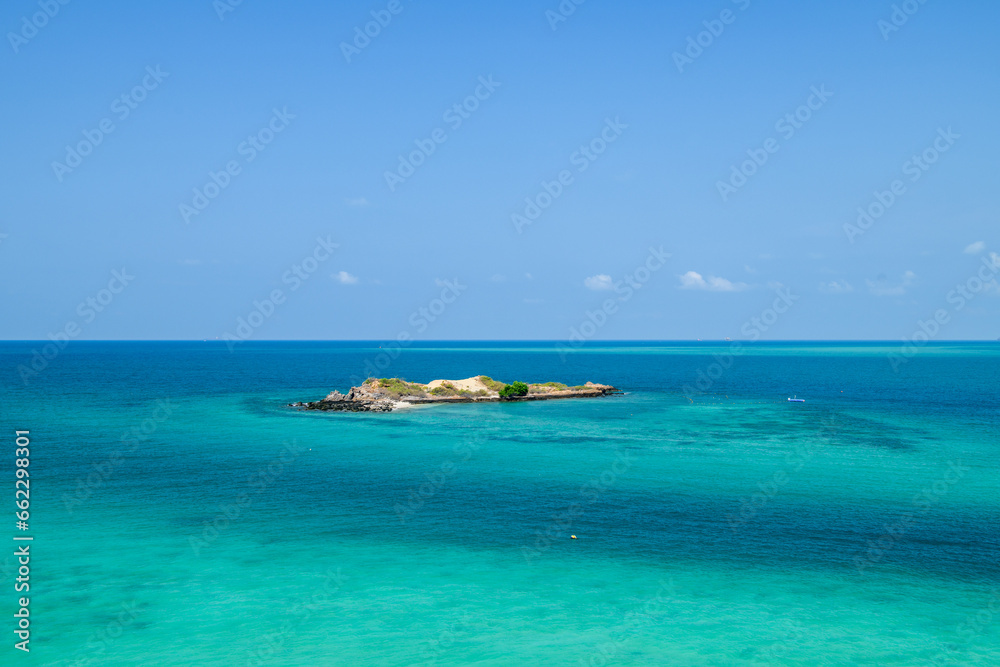 beautiful blue sea and sky viewpoint from Luklom beach, Samae San island, Sattahip, Chonburi,