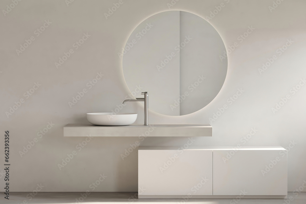 Modern bathroom interior in minimal scandinavian style