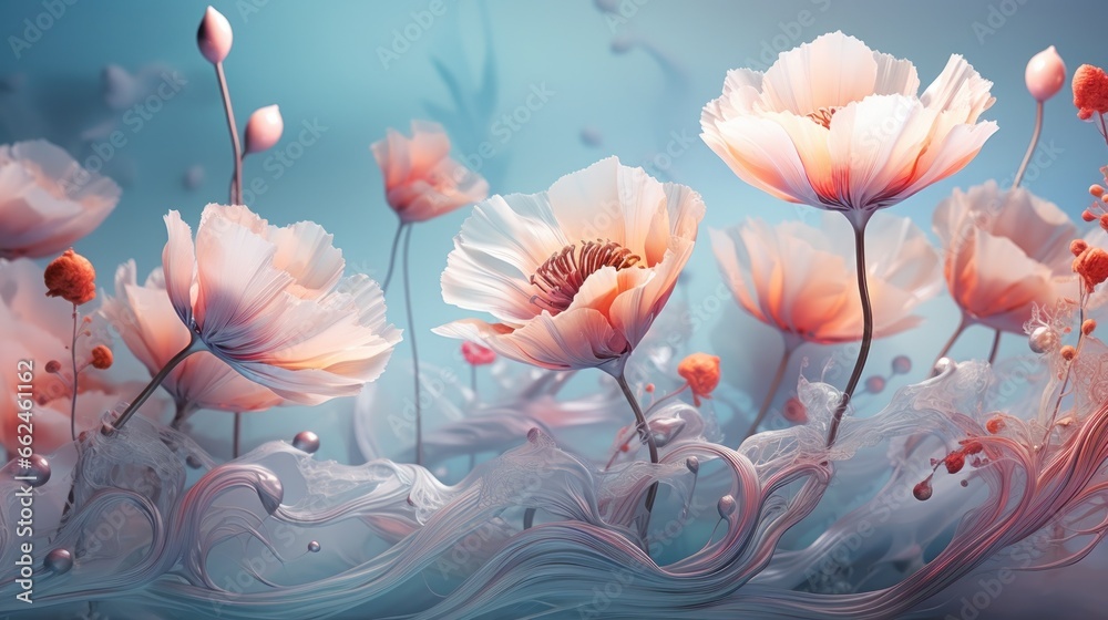 abstract floral art in the style of impressionist illustration