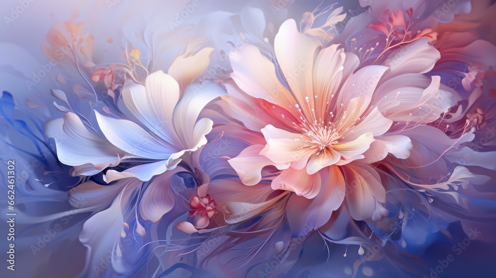 abstract floral art in the style of impressionist illustration