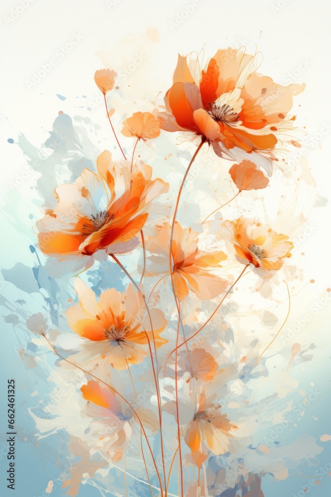 abstract floral art in the style of impressionist illustration