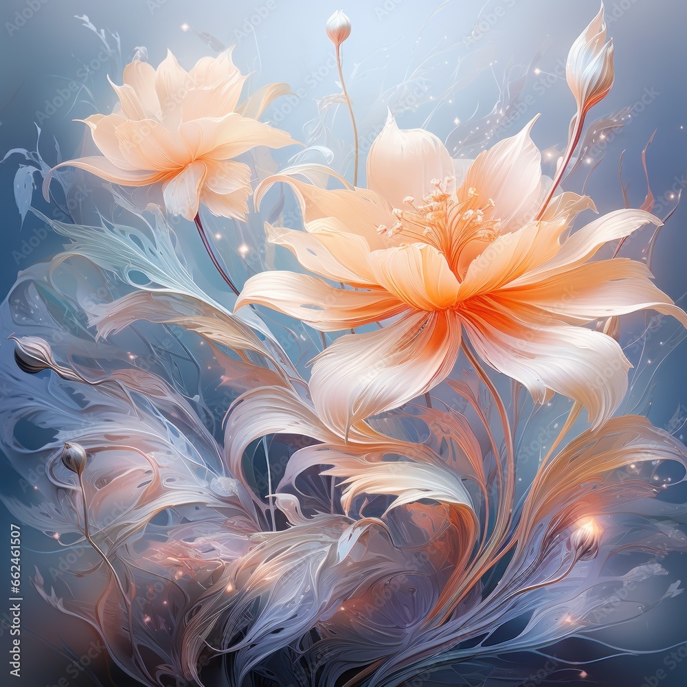 abstract floral art in the style of impressionist illustration