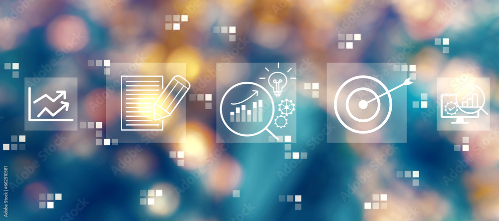 Data Analysis concept with blurred city lights at night