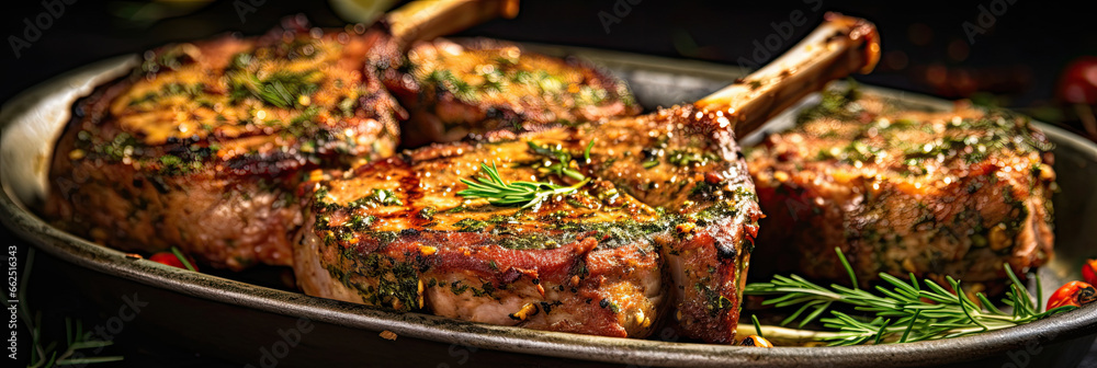 Delicious grilled lamb chops marinated in a flavorful blend of spices.