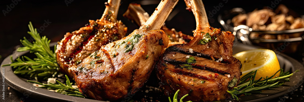 Delicious grilled lamb chops marinated in a flavorful blend of spices.