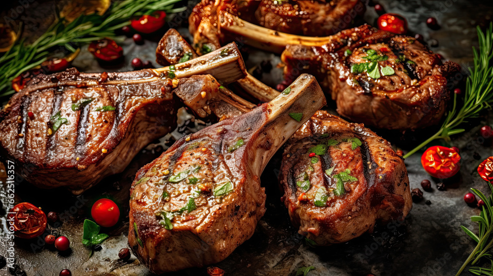 Delicious grilled lamb chops marinated in a flavorful blend of spices.