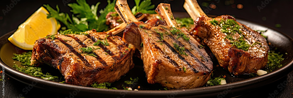 Delicious grilled lamb chops marinated in a flavorful blend of spices.