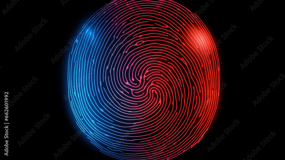 Circle abstract graphic fingerprint illustration digital science background neon design technology