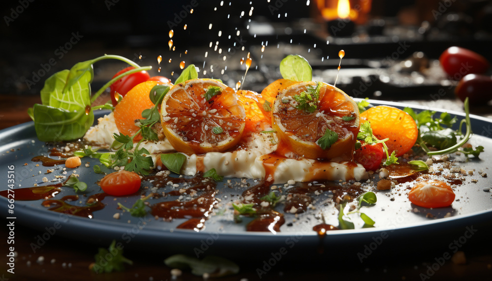 Freshness on a plate Grilled tomato salad, healthy eating delight generated by AI