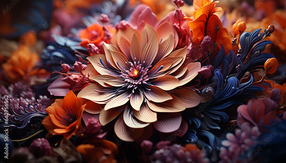 Nature beauty in a single flower, vibrant colors, elegant gift generated by AI