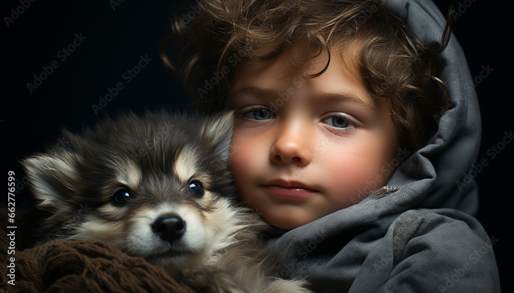 A cute small dog, a portrait of a child pet generated by AI