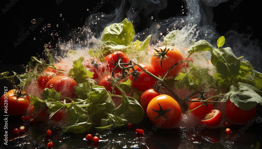 Freshness and nature combine in a healthy vegetarian gourmet salad generated by AI