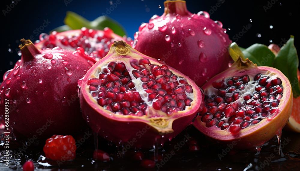 Freshness, ripe fruit, healthy eating, sweet food, gourmet dessert generated by AI