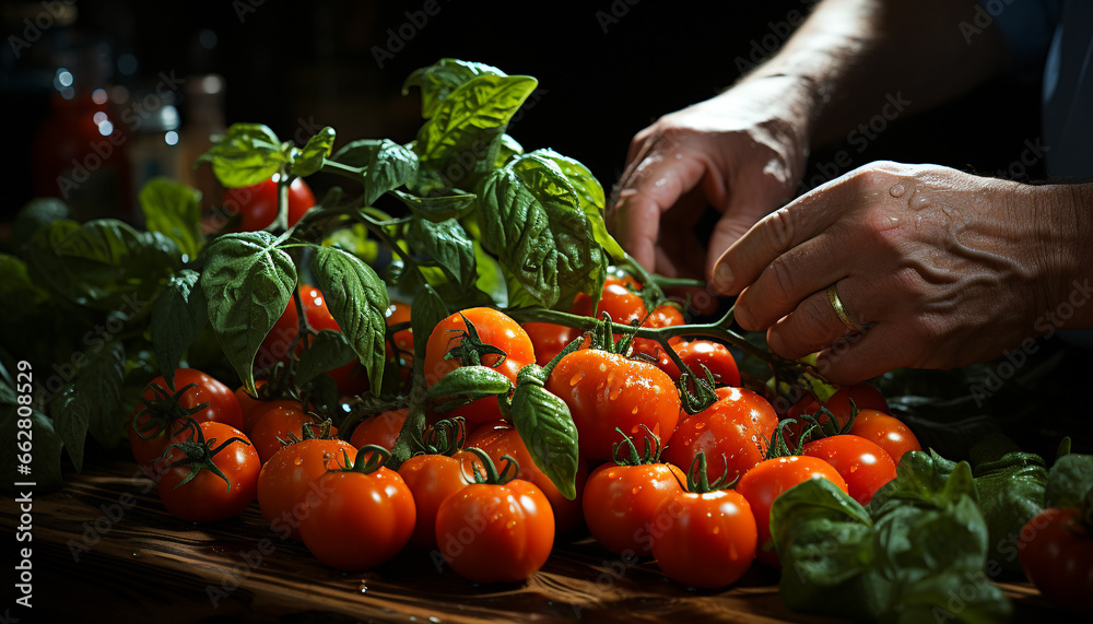 Freshness and nature combine in a healthy vegetarian meal indoors generated by AI