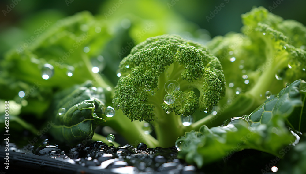 Freshness of nature green, healthy eating on a plate generated by AI