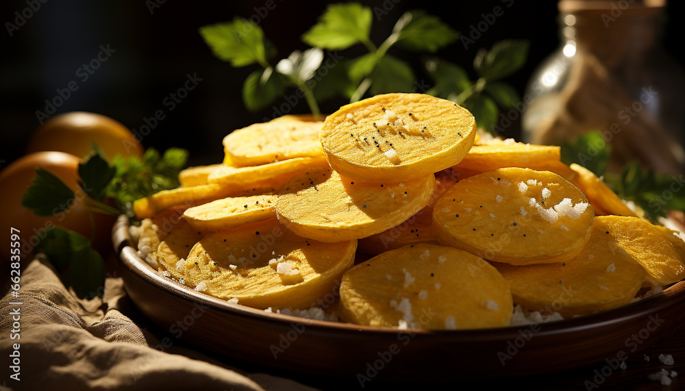 Freshness and nature on a plate, healthy eating with gourmet delight generated by AI