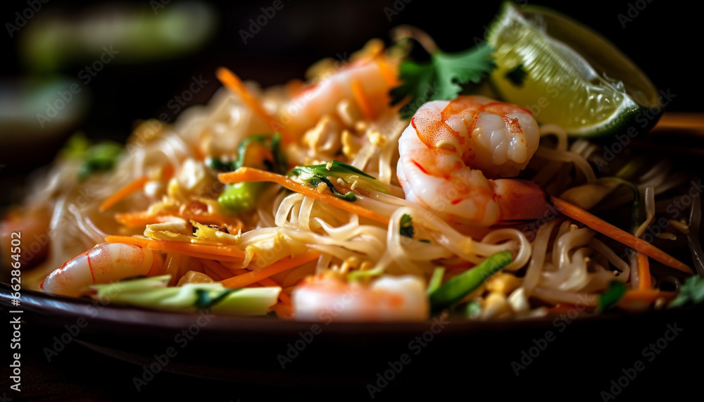 Freshness and flavors unite in this gourmet seafood stir fried meal generated by AI