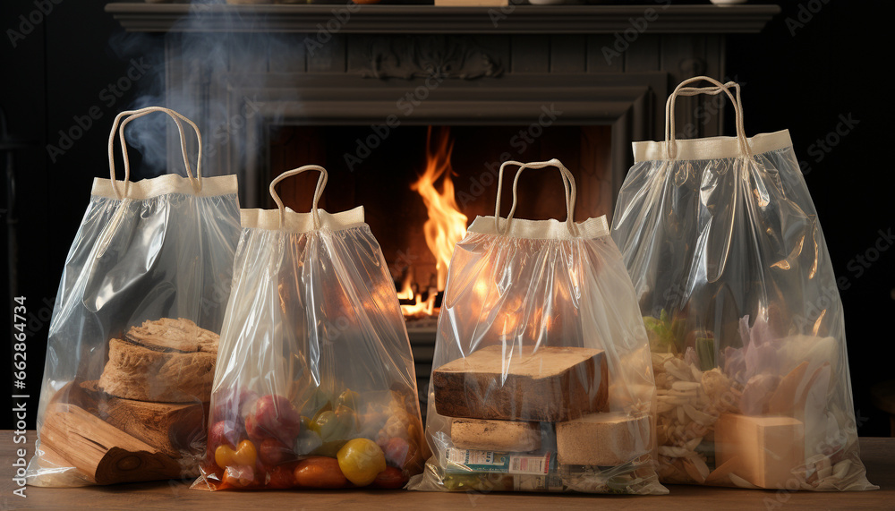 Fresh organic vegetables in a wooden gift basket for healthy eating generated by AI