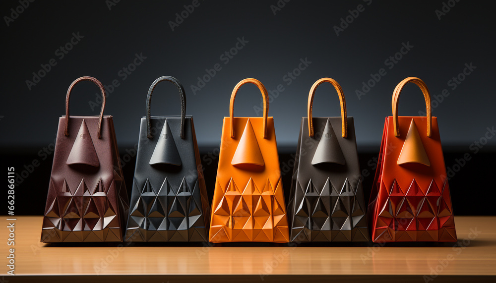 A modern shopping bag collection with elegant patterns and variations generated by AI