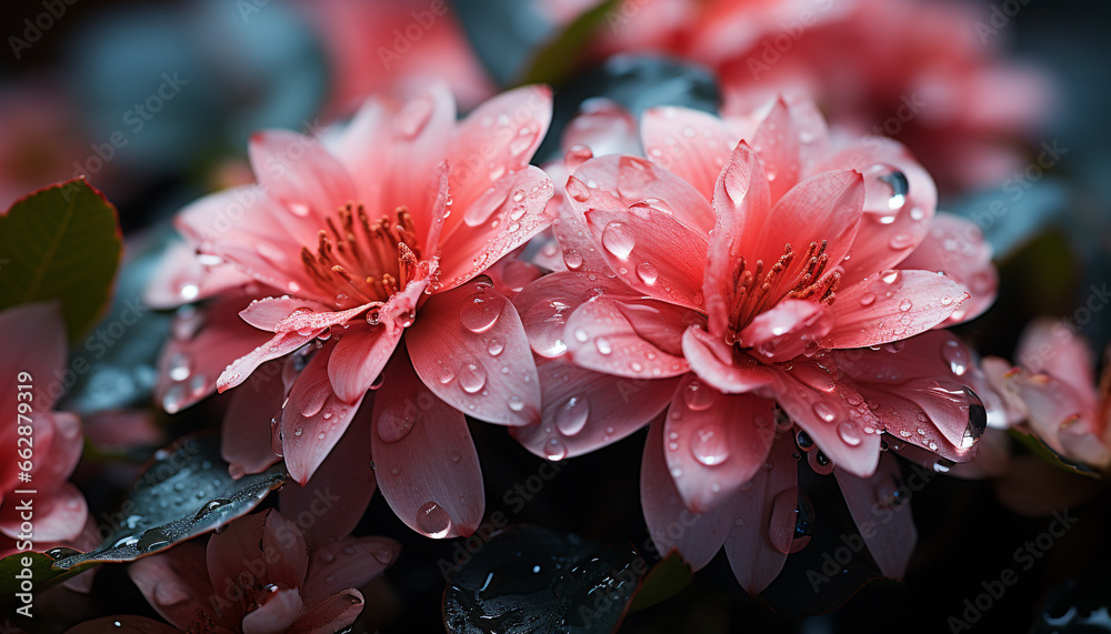 Freshness and beauty in nature: a vibrant pink flower blossoms generated by AI