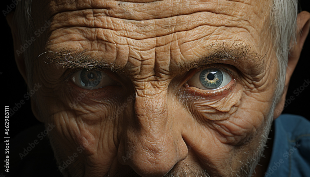 Serene senior adults, wrinkled faces, gray hair, smiling with wisdom generated by AI