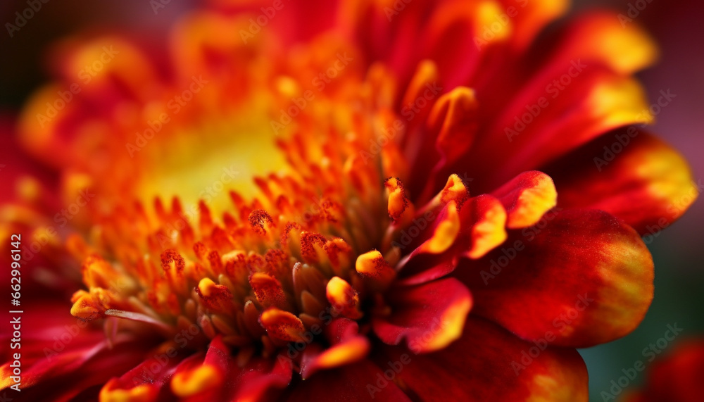 Vibrant gerbera daisy in soft focus, showcasing beauty in nature generated by AI