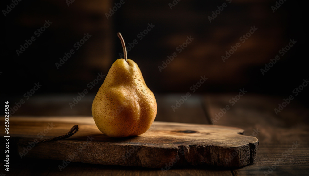 Rustic autumn still life  Fresh organic fruit and vegetables on wood generated by AI