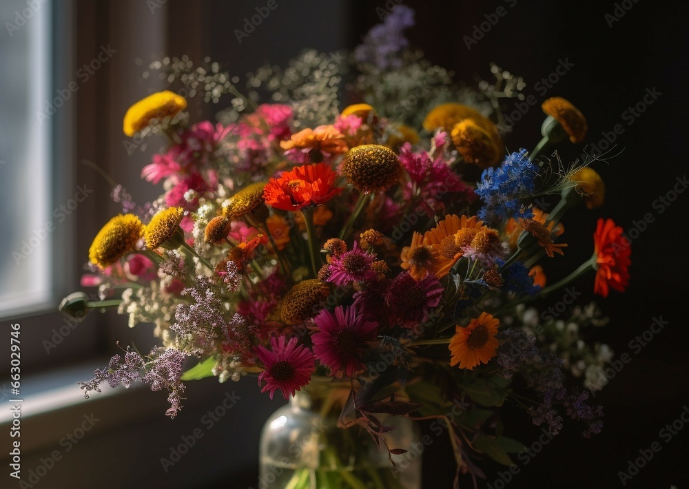 Fresh bouquet of purple and pink gerbera daisies for decoration generated by AI