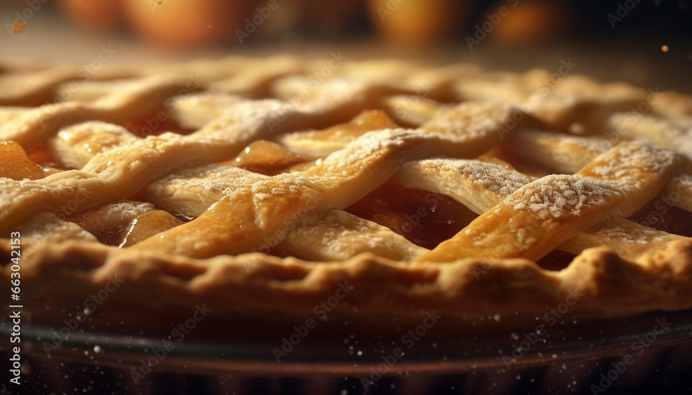 Freshness and indulgence in a homemade apple pie dessert generated by AI