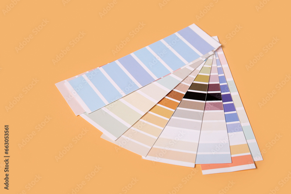 Many color palettes on beige background