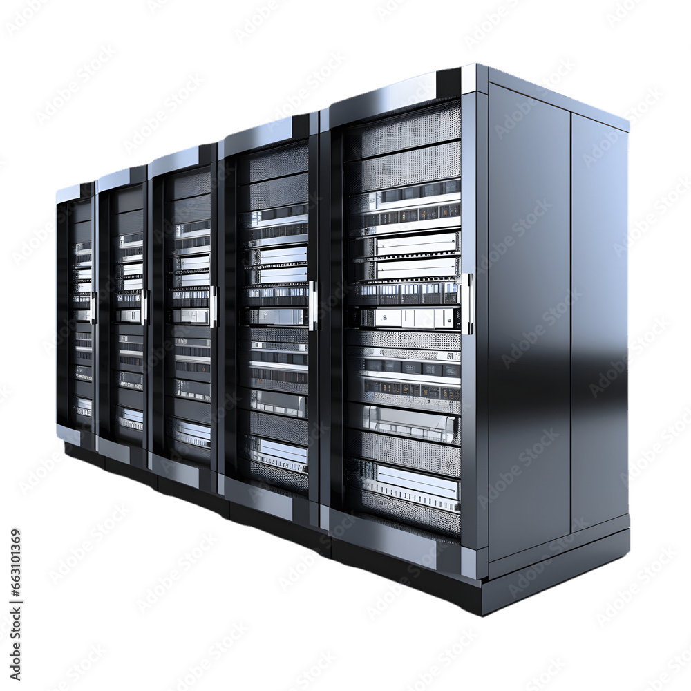 server rack with servers isolated