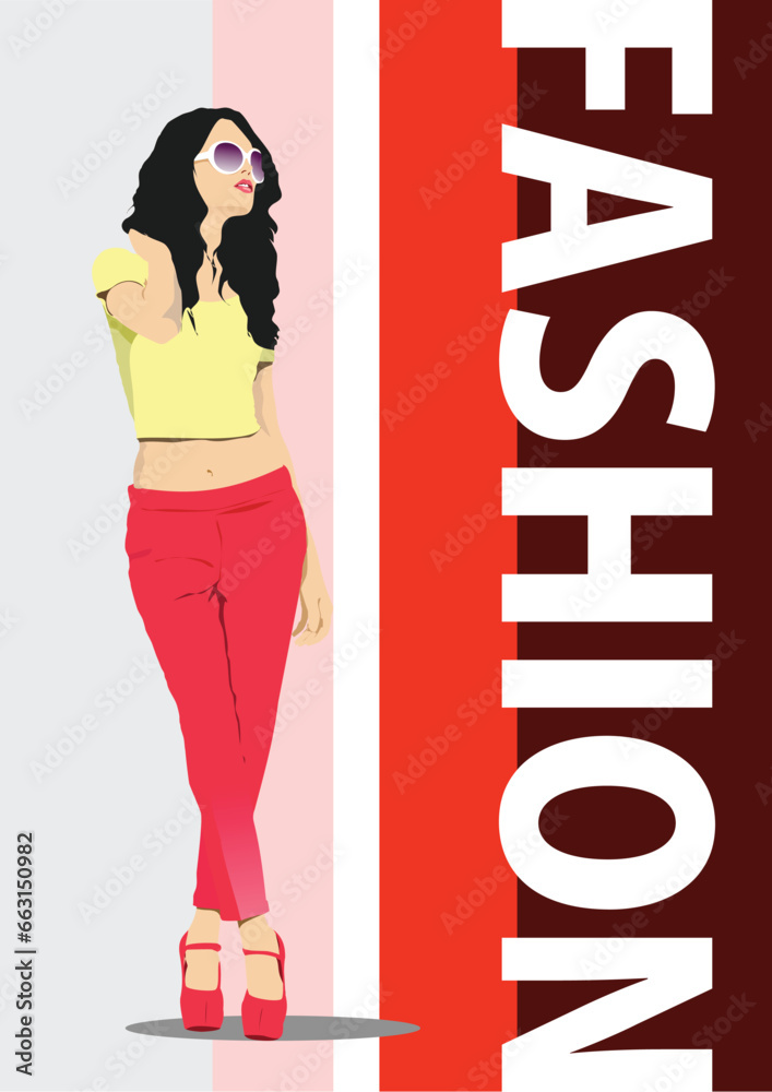 Fashion woman silhouette. 3d vector illustration