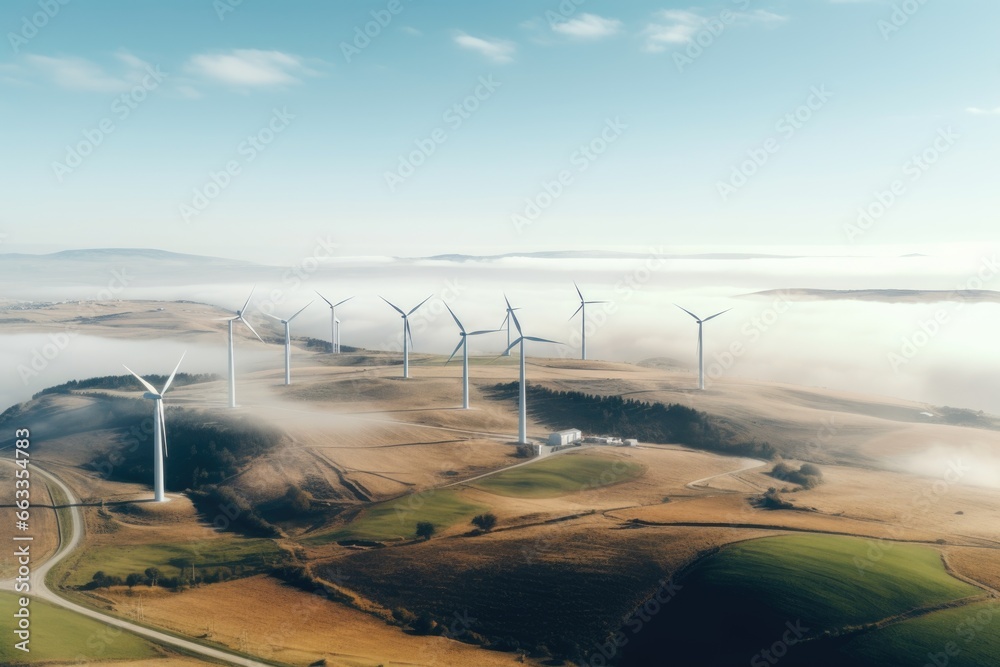 Sweeping Aerial: Wind Turbines Powering Tomorrow