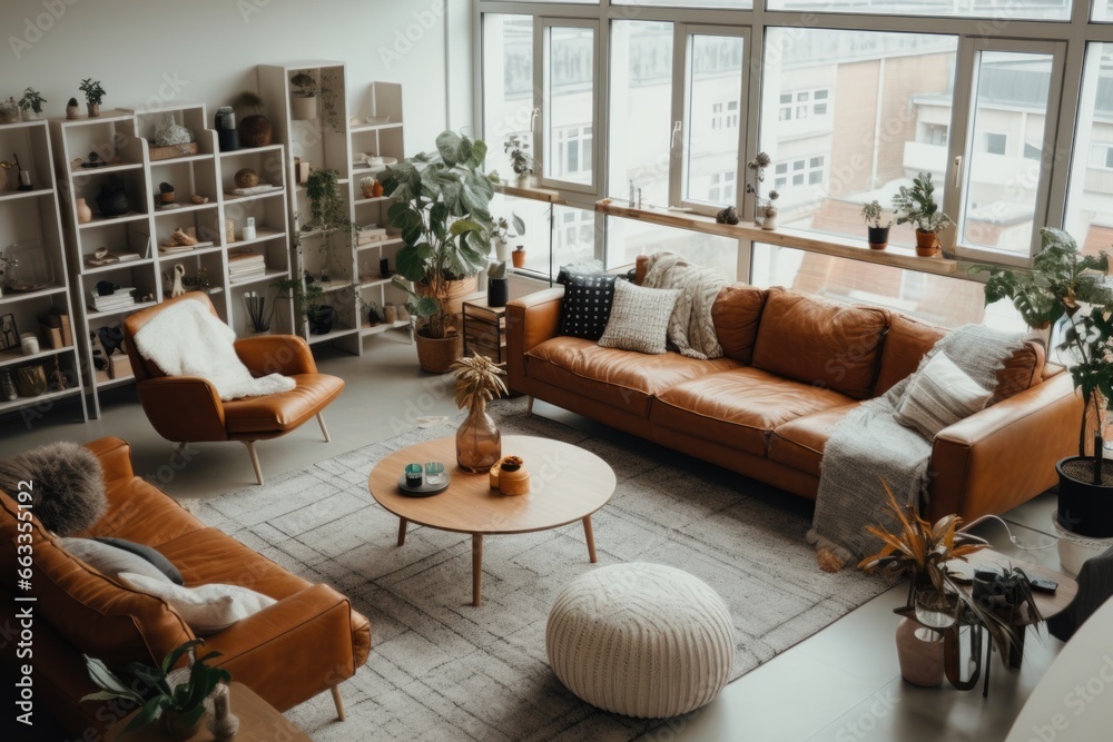 Celling view of a modern and contemporary living room in a apartment