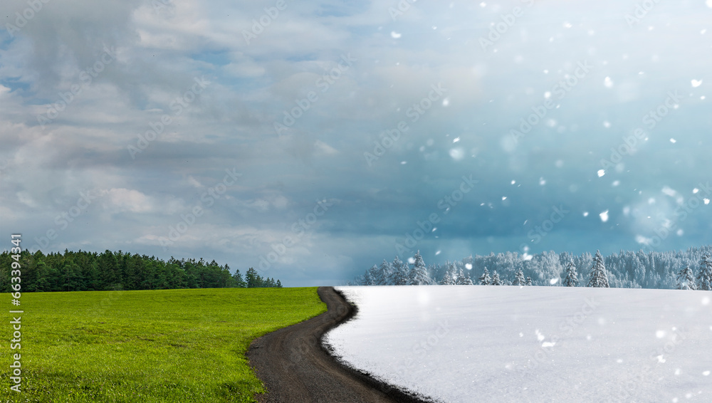 Jahreszeitenwechsel von Sommer zu Winter