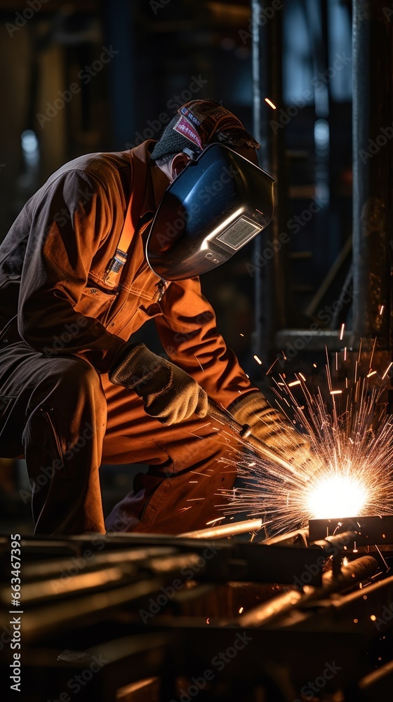 Welder using a torch to repair metal equipment