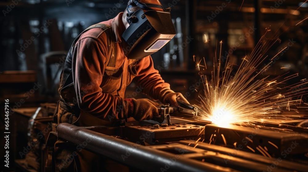 Welder using a torch to repair metal equipment