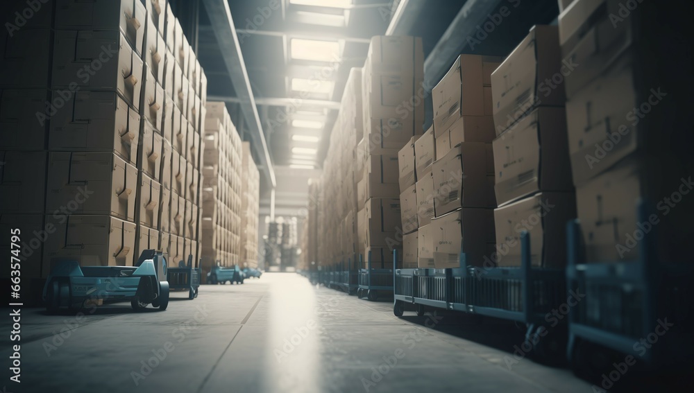 a futuristic ai automated warehouse