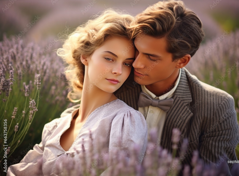 beautiful couple in lavender