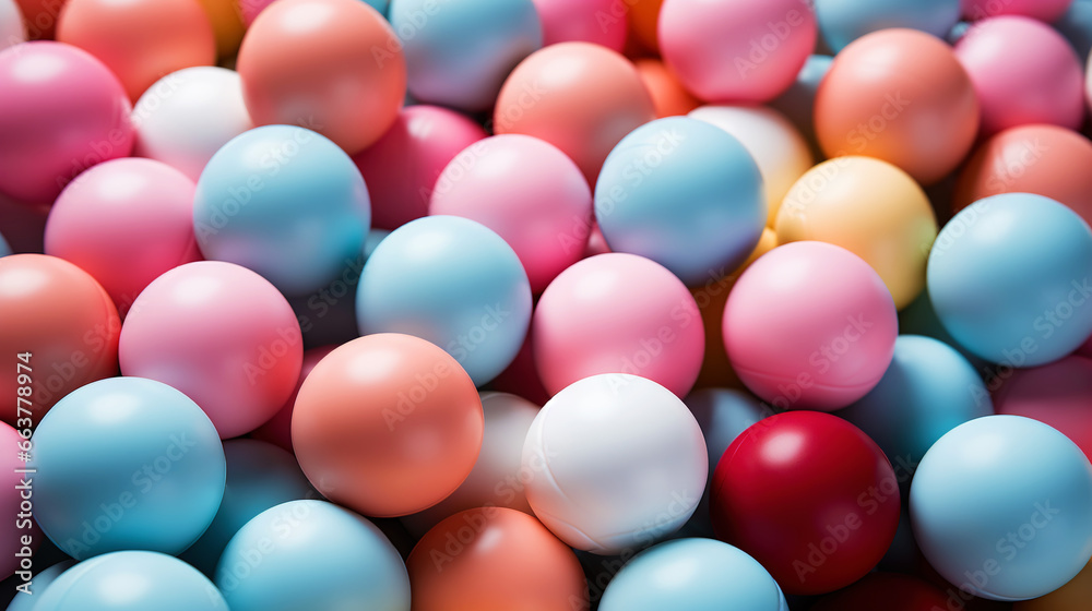 Pastel colored balls background. Abstract cute backdrop. Generative AI