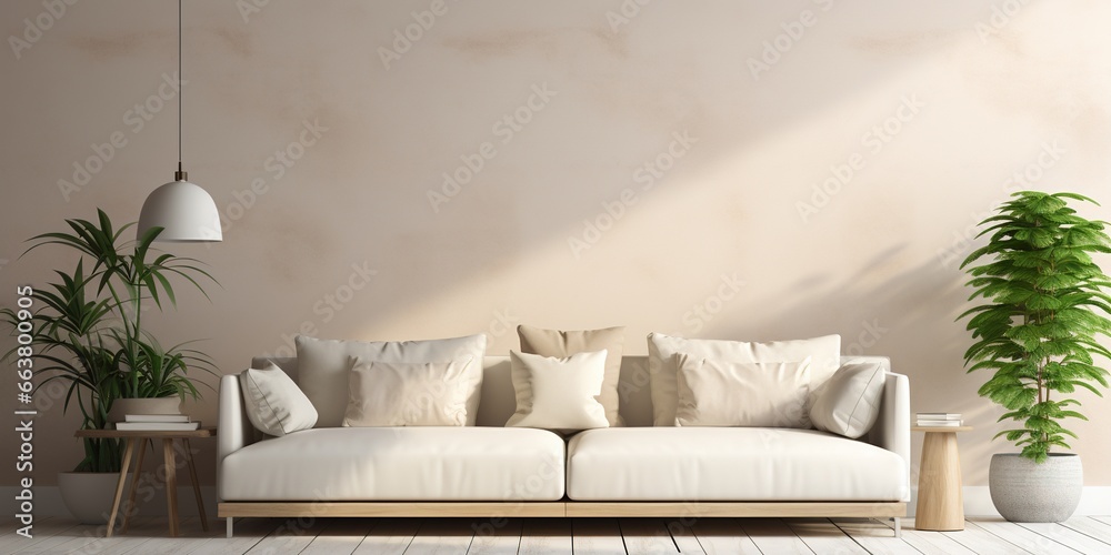 Scandi Interior Design Background. Contemporary Poster Mockup.