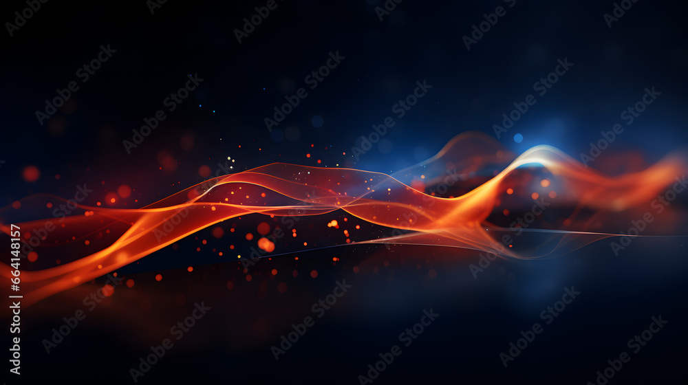 red abstract background with a network grid and particles connected, wave background