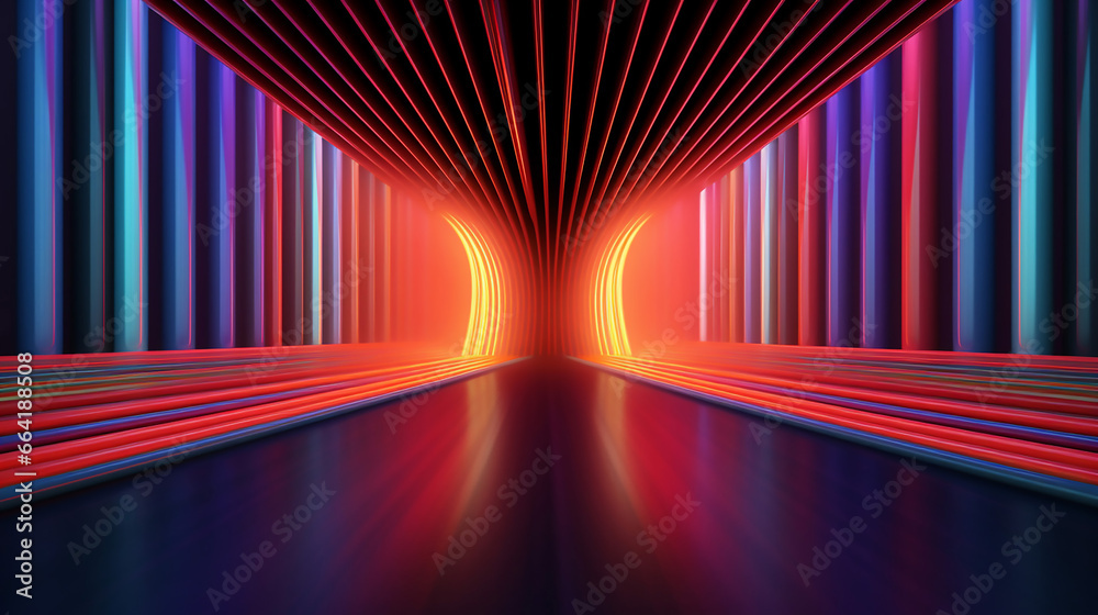 Futuristic Virtual Studio 3D Background with Horizontal Strips