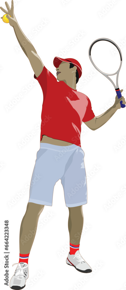 Tennis player. Colored Vector illustration for designers