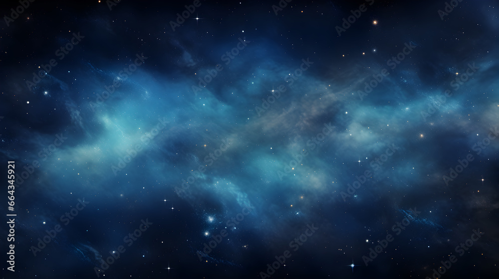 Stars on a Dark Blue Night Sky,  The cosmos filled with countless stars, blue space