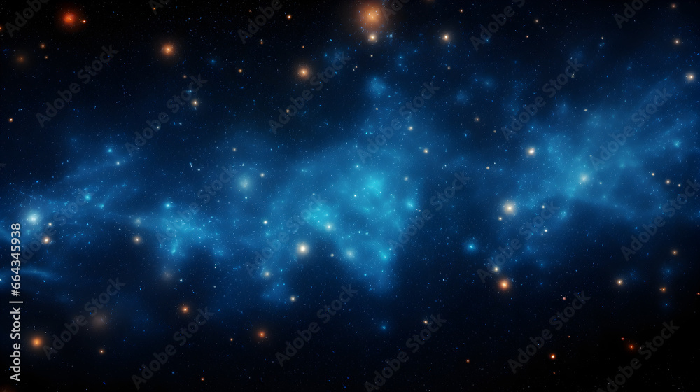 Stars on a Dark Blue Night Sky,  The cosmos filled with countless stars, blue space