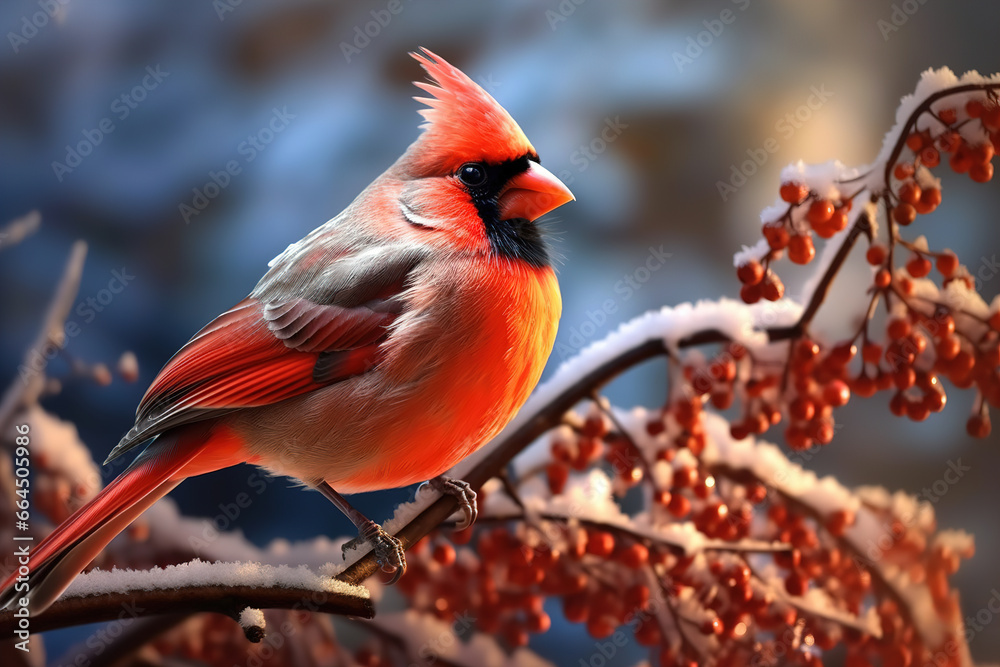 A cardinal perched on a tree branch in late winter.