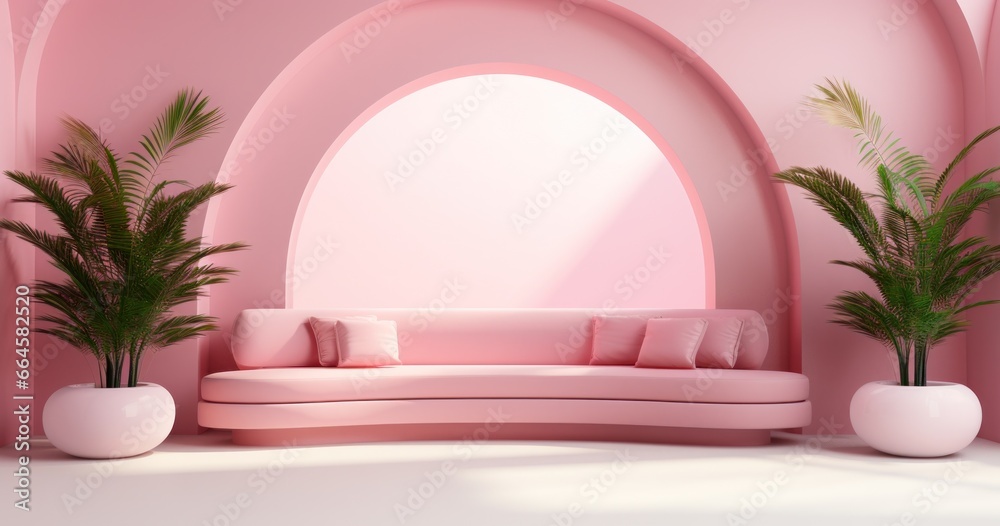 Abstract pink background with podium