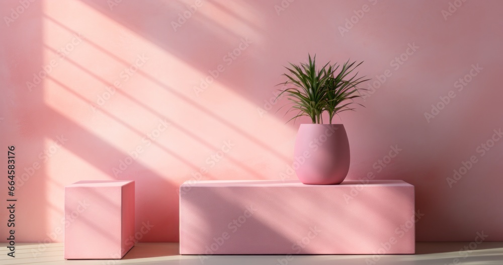 Abstract pink background with podium