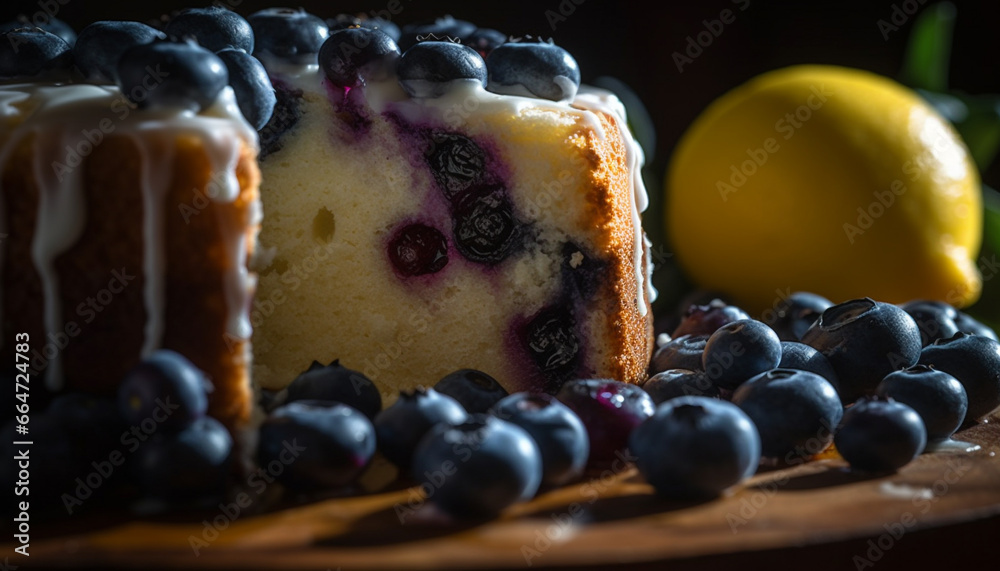 Freshness and sweetness on a rustic wood table, homemade berry dessert generated by AI